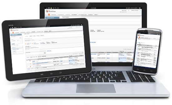 Laptop, Tablet und Handy mit WorldShare Circulation