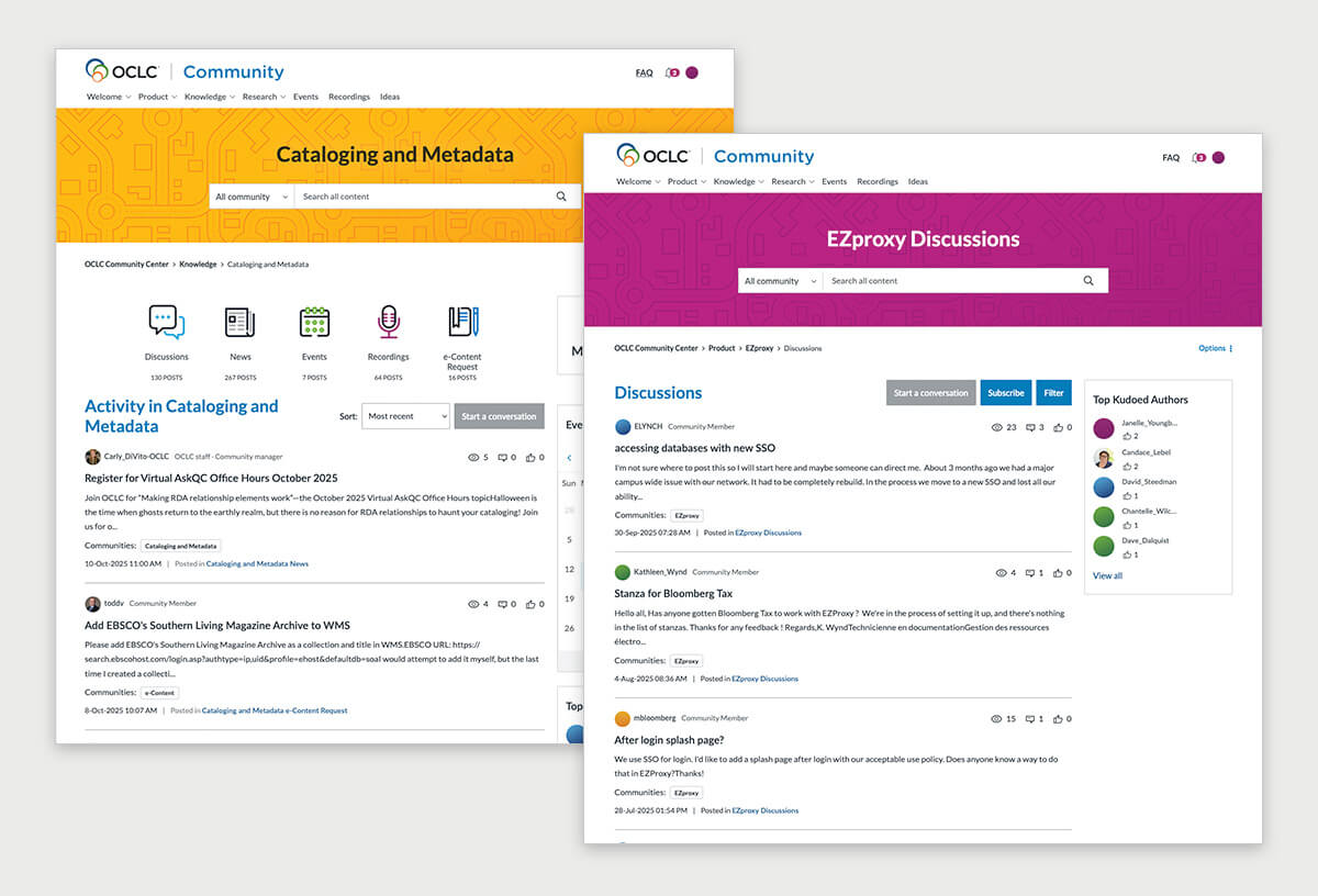 Illustration: OCLC Community Center screens