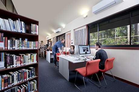 Students working in the library at SAE Institute, Sydney