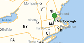 Carte situant le Massachusetts Library System