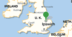 Kaart met de locatie van de University of Suffolk