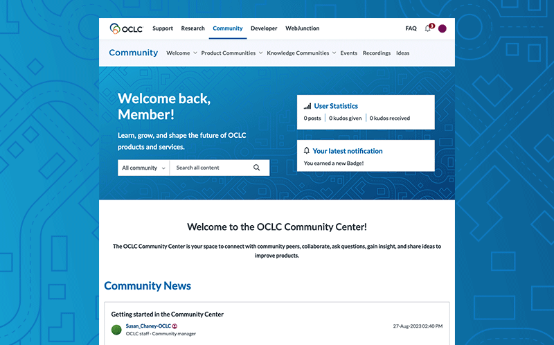 Illustratie: homepage van OCLC Community Center