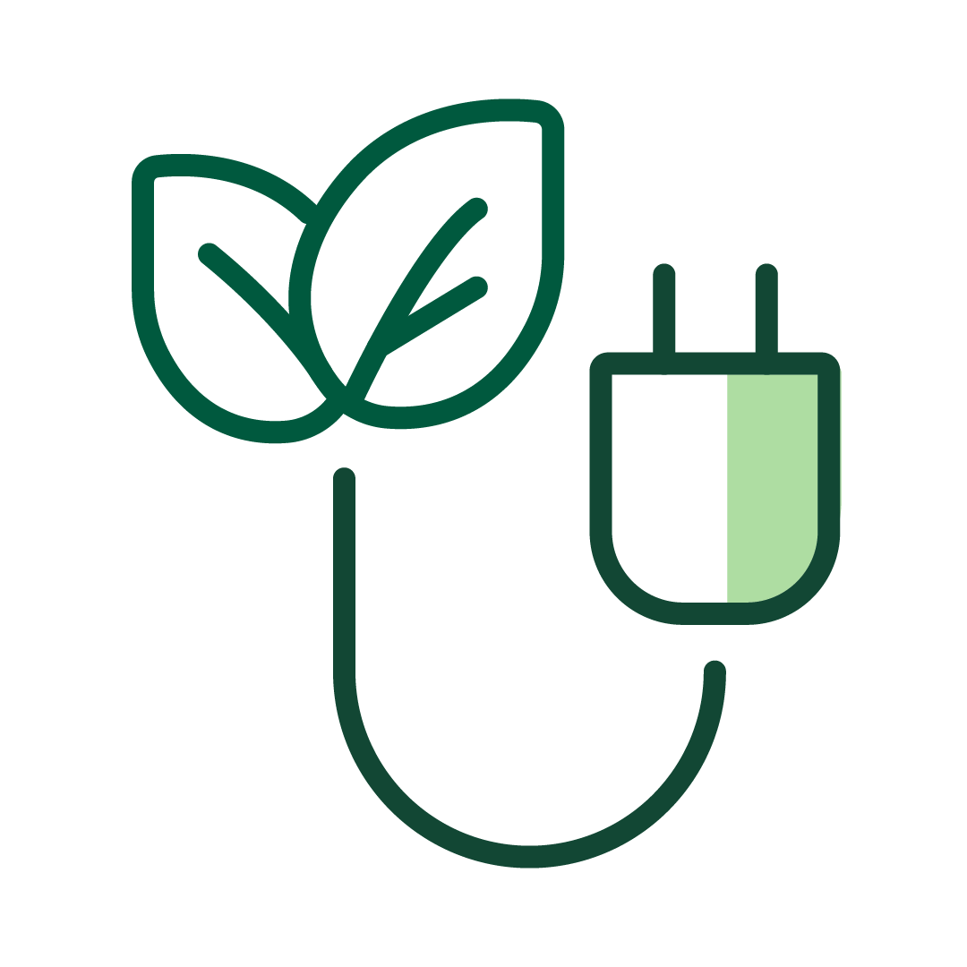 Icon: Power cord with leaves